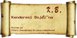 Kenderesi Bojána névjegykártya